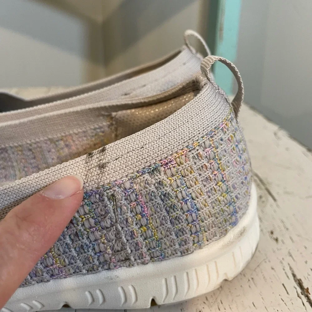 Skechers Womens Air Cooled Sherbert Skies Slip-On Sneakers Grey Multi Woven Sz 8